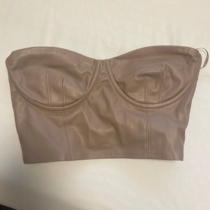 ZARA LEATHER BUSTIER CROP TOP, NEVER WORN